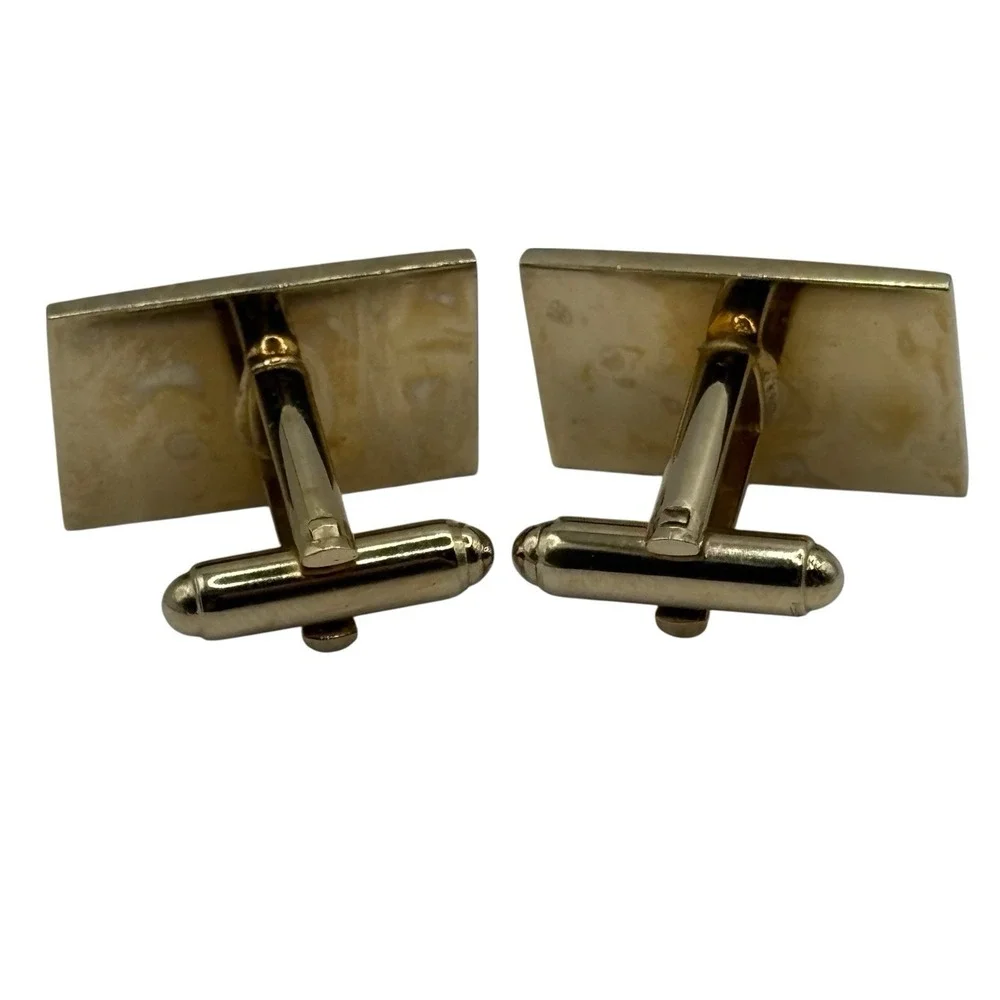 July‎ Cufflinks Calendar Red Rhinestone Patriotic Fourth Of July VTG Gold Tone